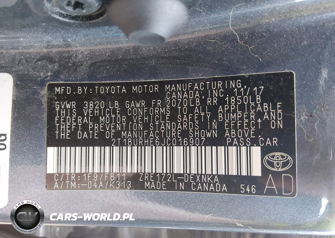 2018 Toyota Corolla Le VIN:2T1BURHE6JC016907 - 9