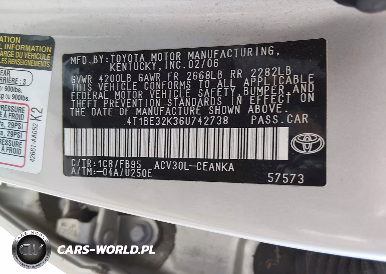 2006 Toyota Camry Le VIN:4T1BE32K36U742738 - 9