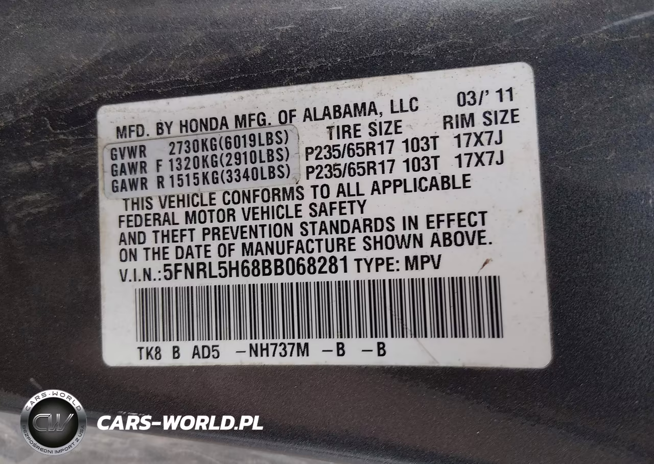 2011 Honda Odyssey Ex-L VIN:5FNRL5H68BB068281 - 9