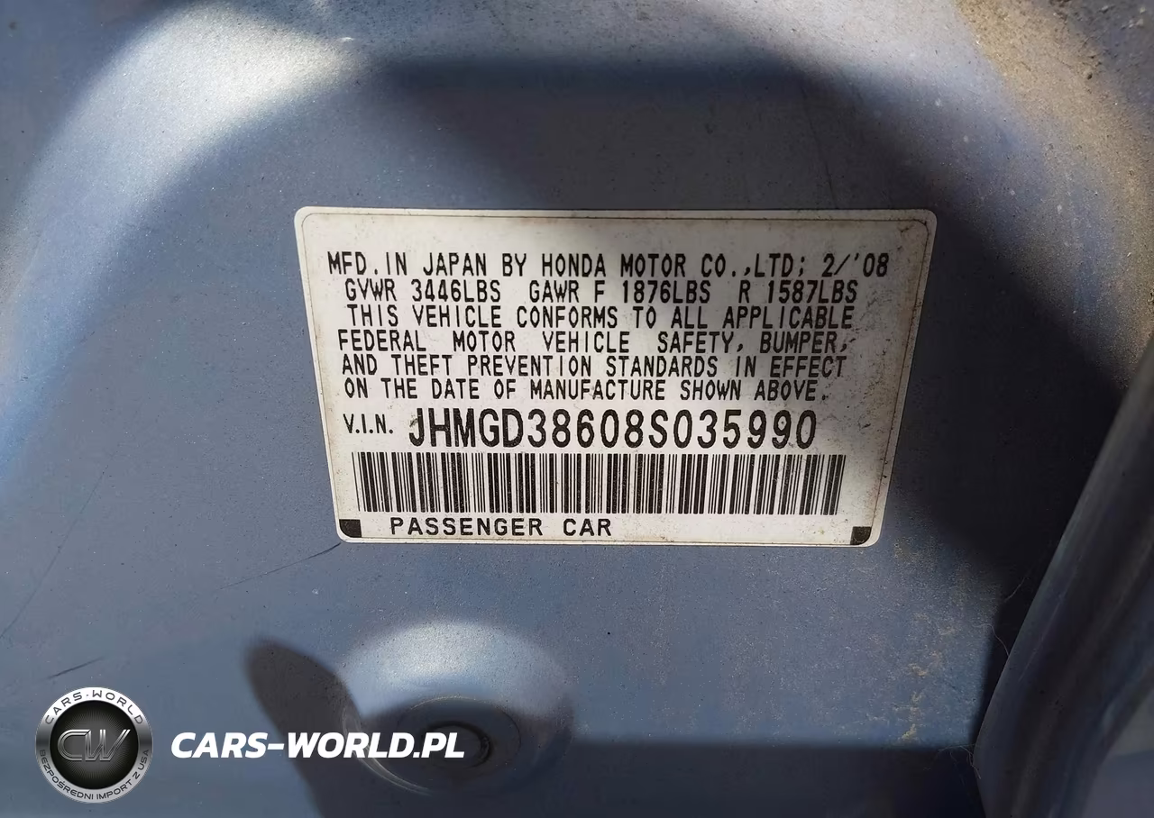 2008 Honda Fit Sport VIN:JHMGD38608S035990 - 9
