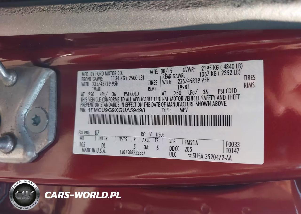 2016 Ford Escape Se VIN:1FMCU9G9XGUA59498 - 9