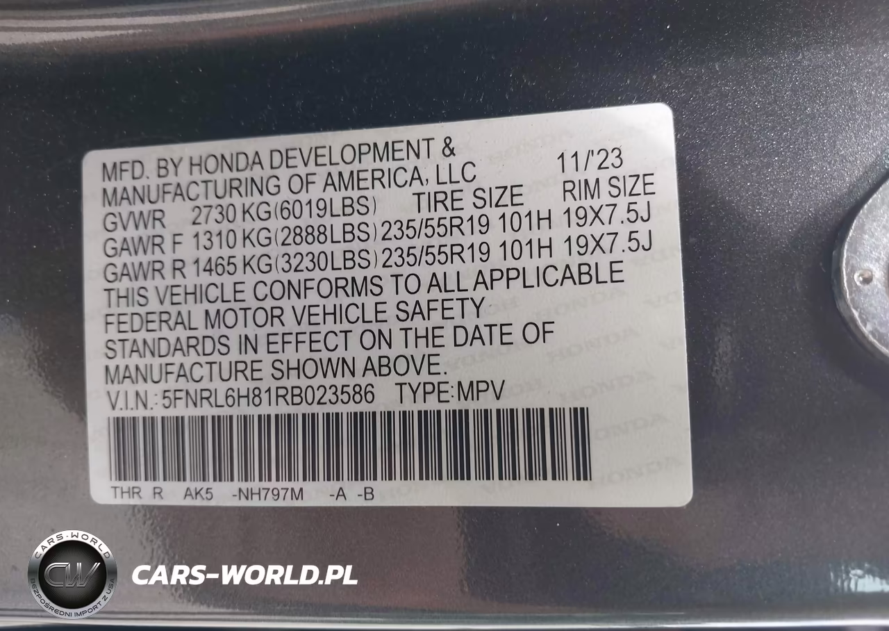 2024 Honda Odyssey Touring VIN:5FNRL6H81RB023586 - 9