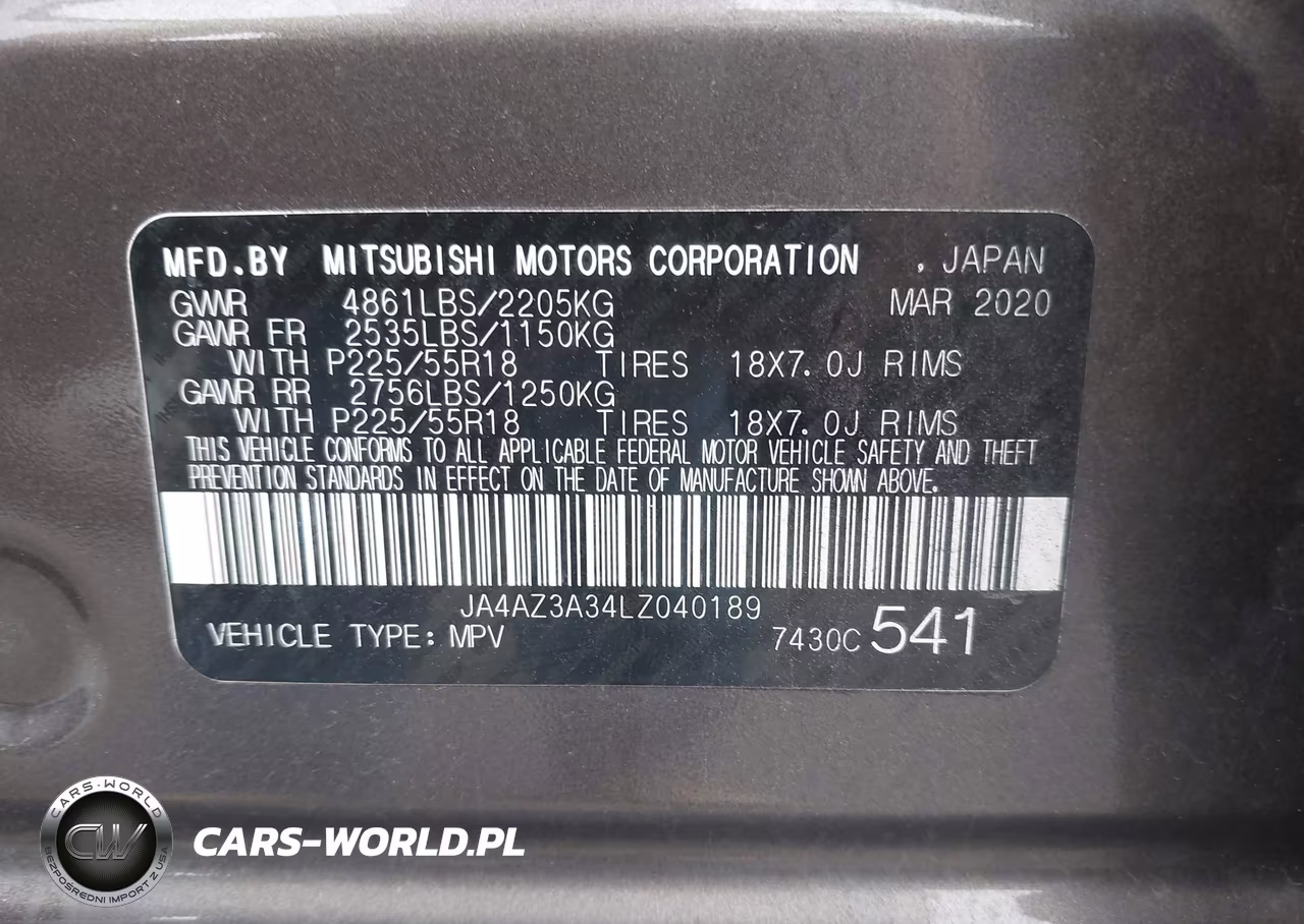 2020 Mitsubishi Outlander Se 2.4 S-Awc VIN:JA4AZ3A34LZ040189 - 9