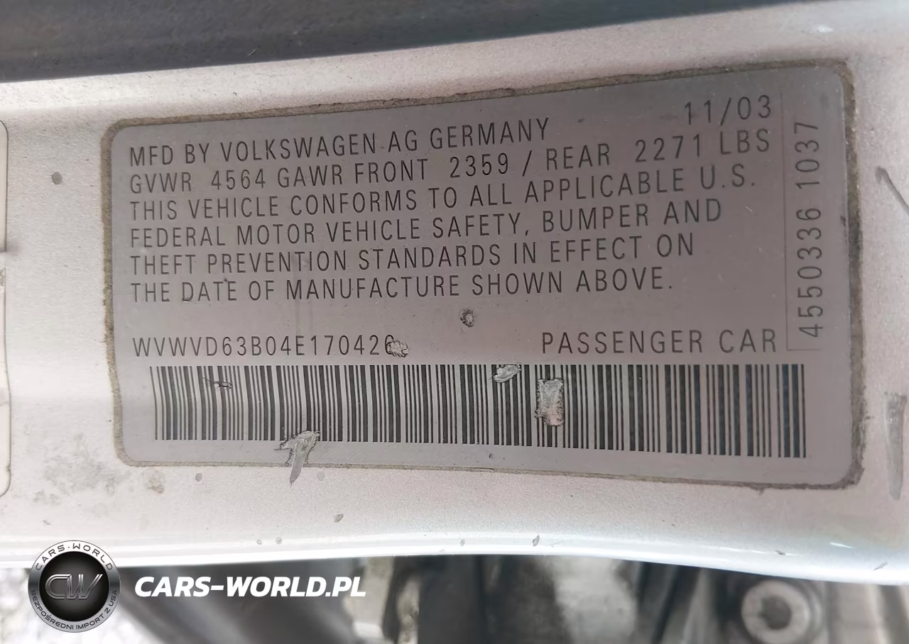 2004 Volkswagen Passat Gls VIN:WVWVD63B04E170426 - 9