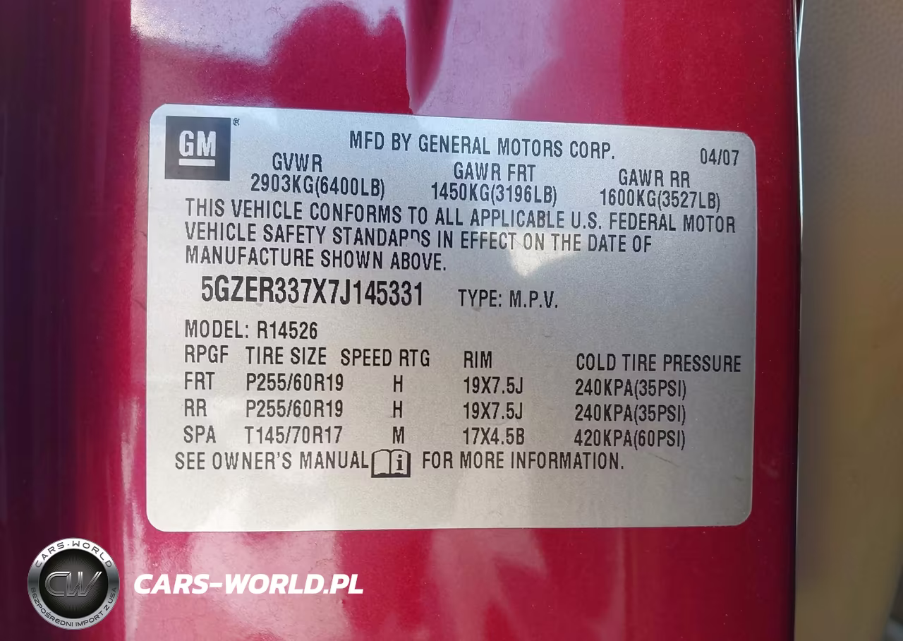 2007 Saturn Outlook Xr VIN:5GZER337X7J145331 - 9