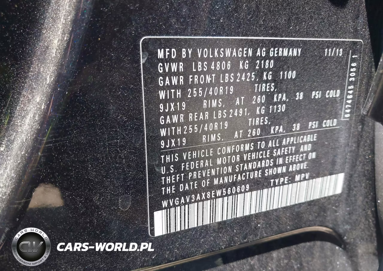 2014 Volkswagen Tiguan R-Line VIN:WVGAV3AX8EW560609 - 9