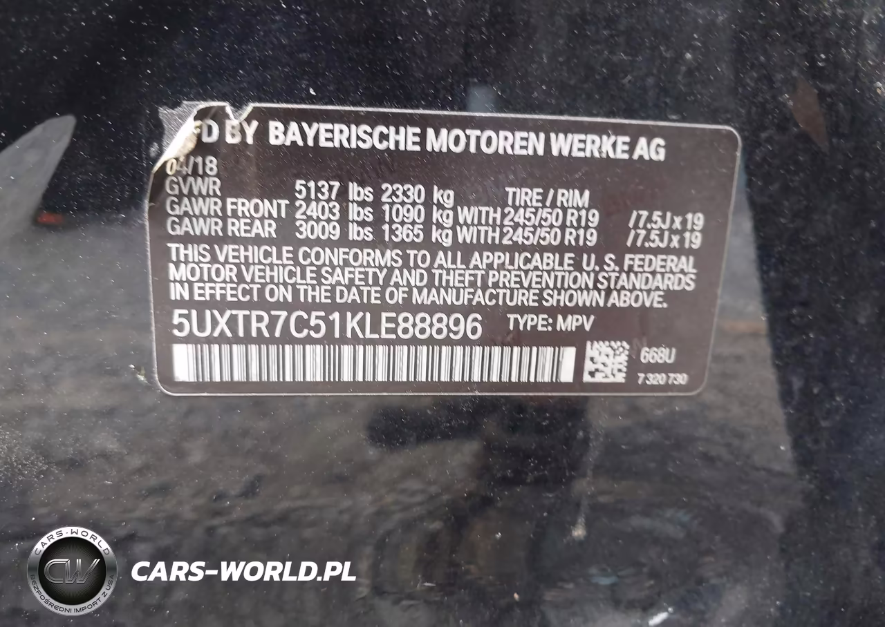 2019 BMW X3 Sdrive30I VIN:5UXTR7C51KLE88896 - 9