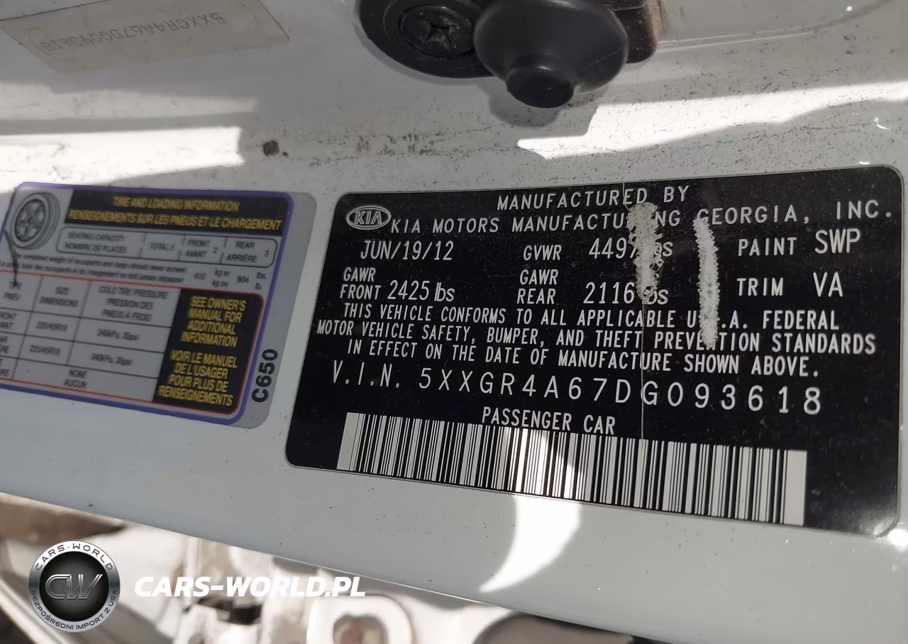 2013 Kia Optima Sx VIN:5XXGR4A67DG093618 - 9
