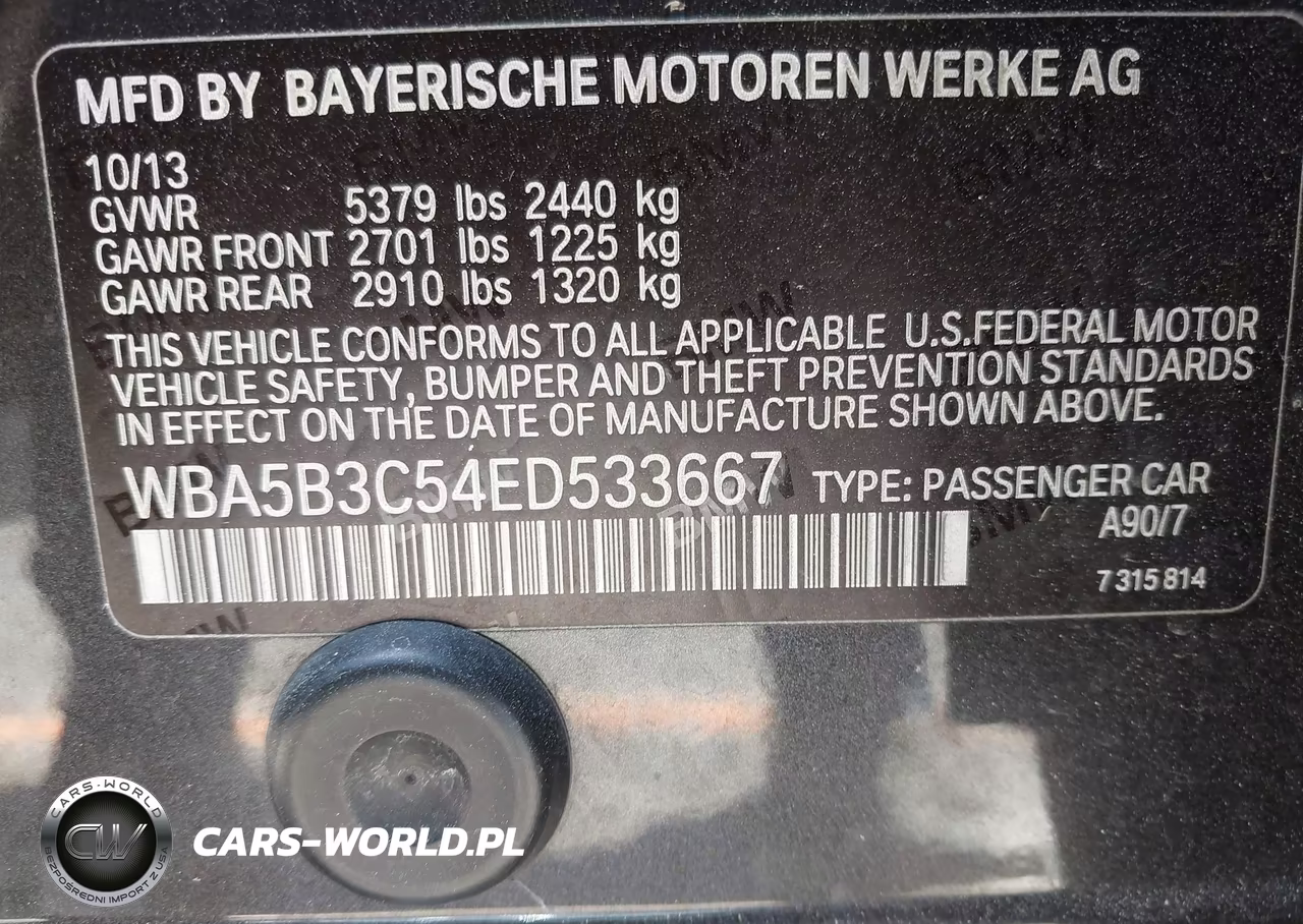 2014 BMW 535I xDrive VIN:WBA5B3C54ED533667 - 9