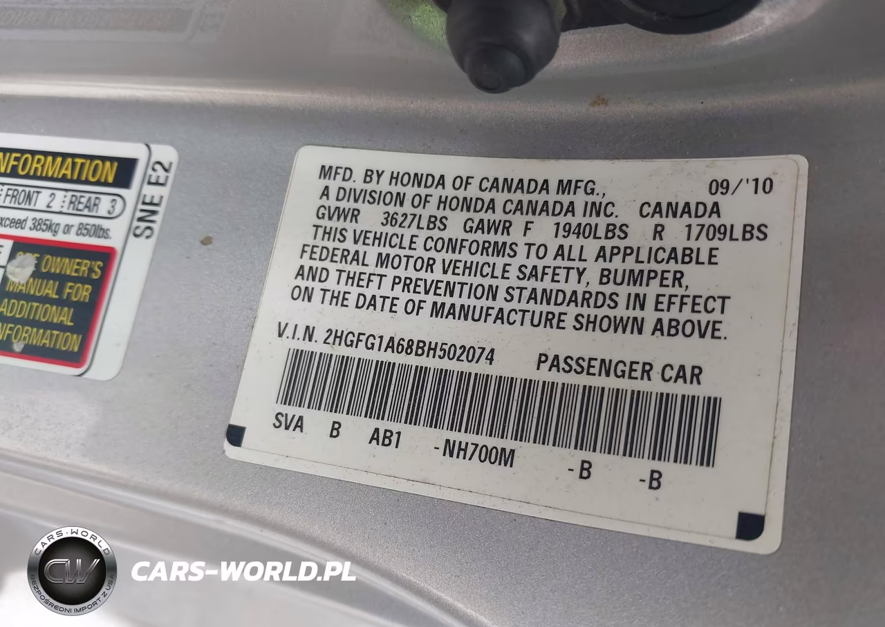 2011 Honda Civic Lx VIN:2HGFG1A68BH502074 - 9