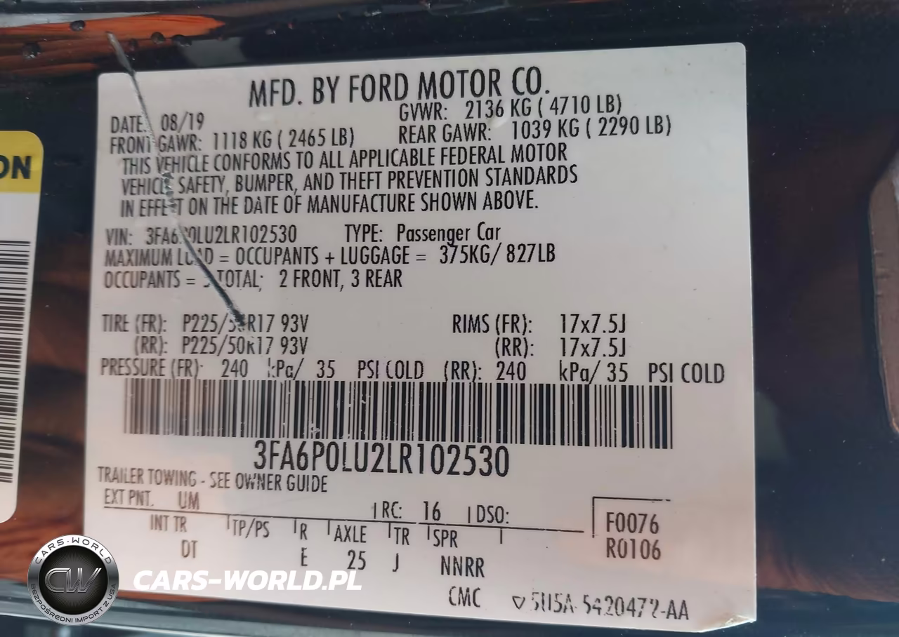 2020 Ford Fusion Hybrid Se VIN:3FA6P0LU2LR102530 - 9