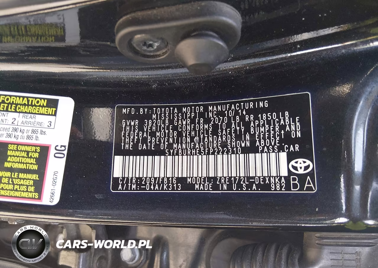 2015 Toyota Corolla Le VIN:5YFBURHE5FP222310 - 9