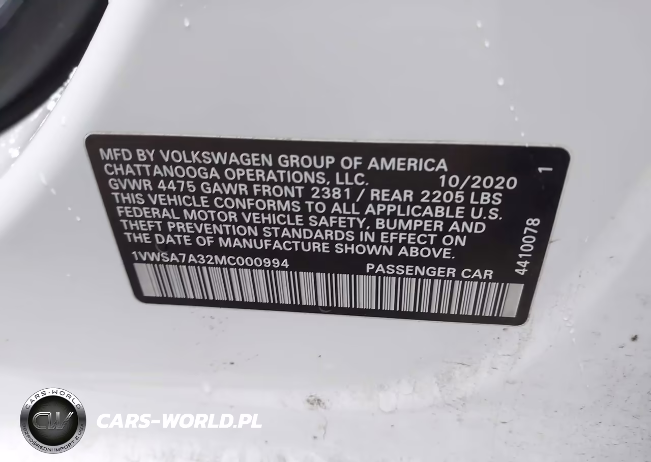 2021 Volkswagen Passat 2.0T Se VIN:1VWSA7A32MC000994 - 9
