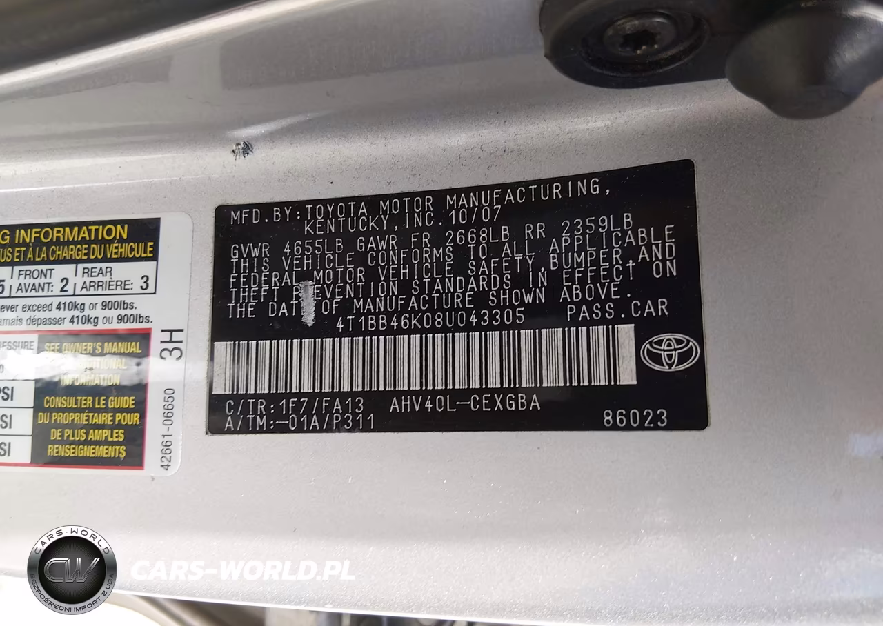 2008 Toyota Camry Hybrid VIN:4T1BB46K08U043305 - 9