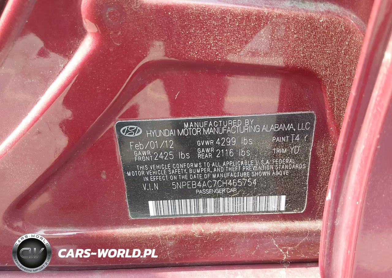 2012 Hyundai Sonata Gls VIN:5NPEB4AC7CH465754 - 9