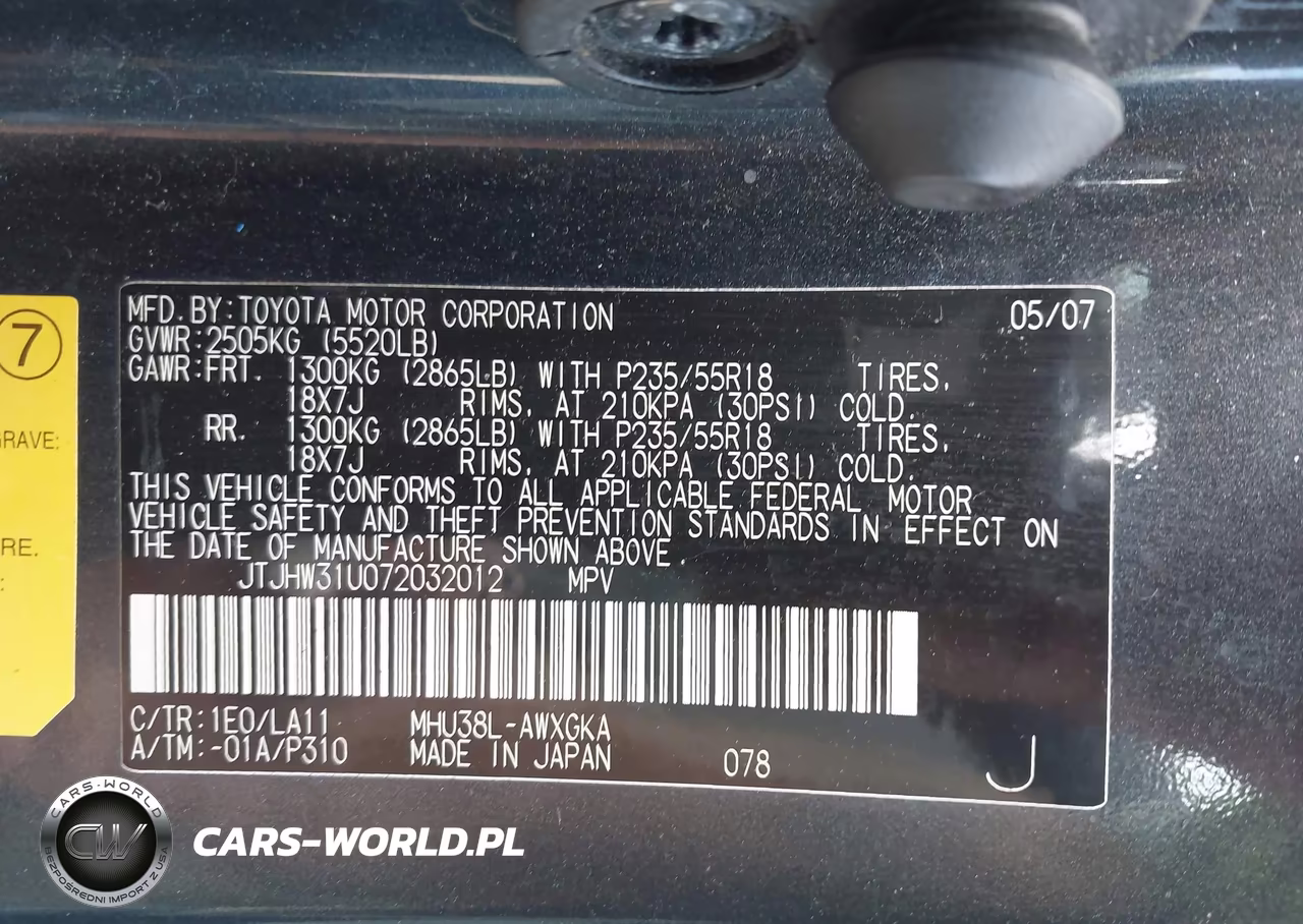 2007 Lexus Rx 400H VIN:JTJHW31U072032012 - 9