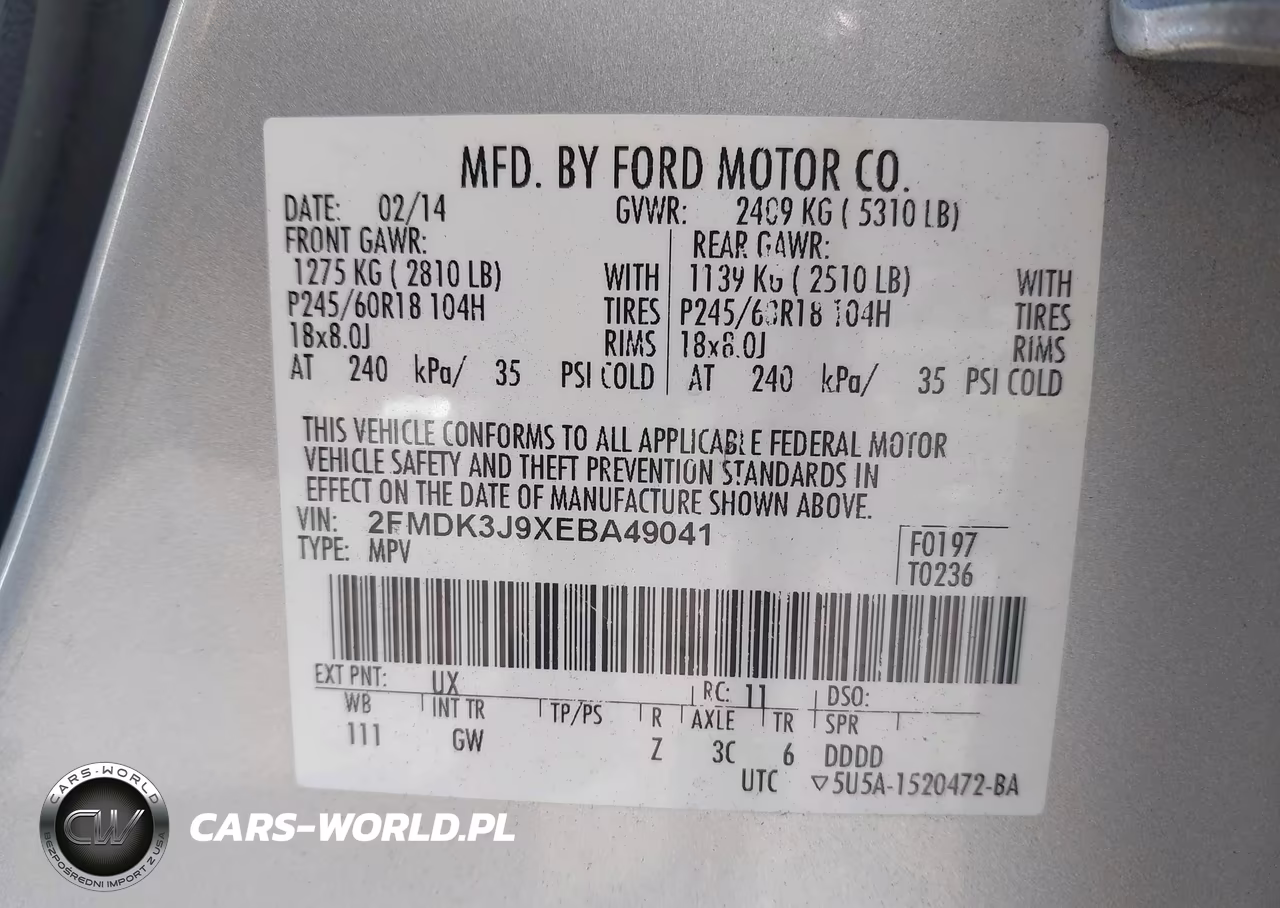 2014 Ford Edge Sel VIN:2FMDK3J9XEBA49041 - 9