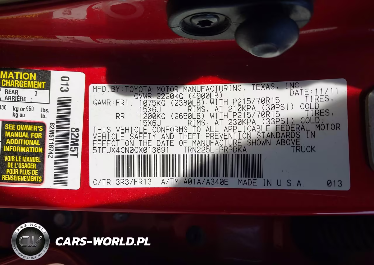 2012 Toyota Tacoma VIN:5TFJX4CN0CX013891 - 9