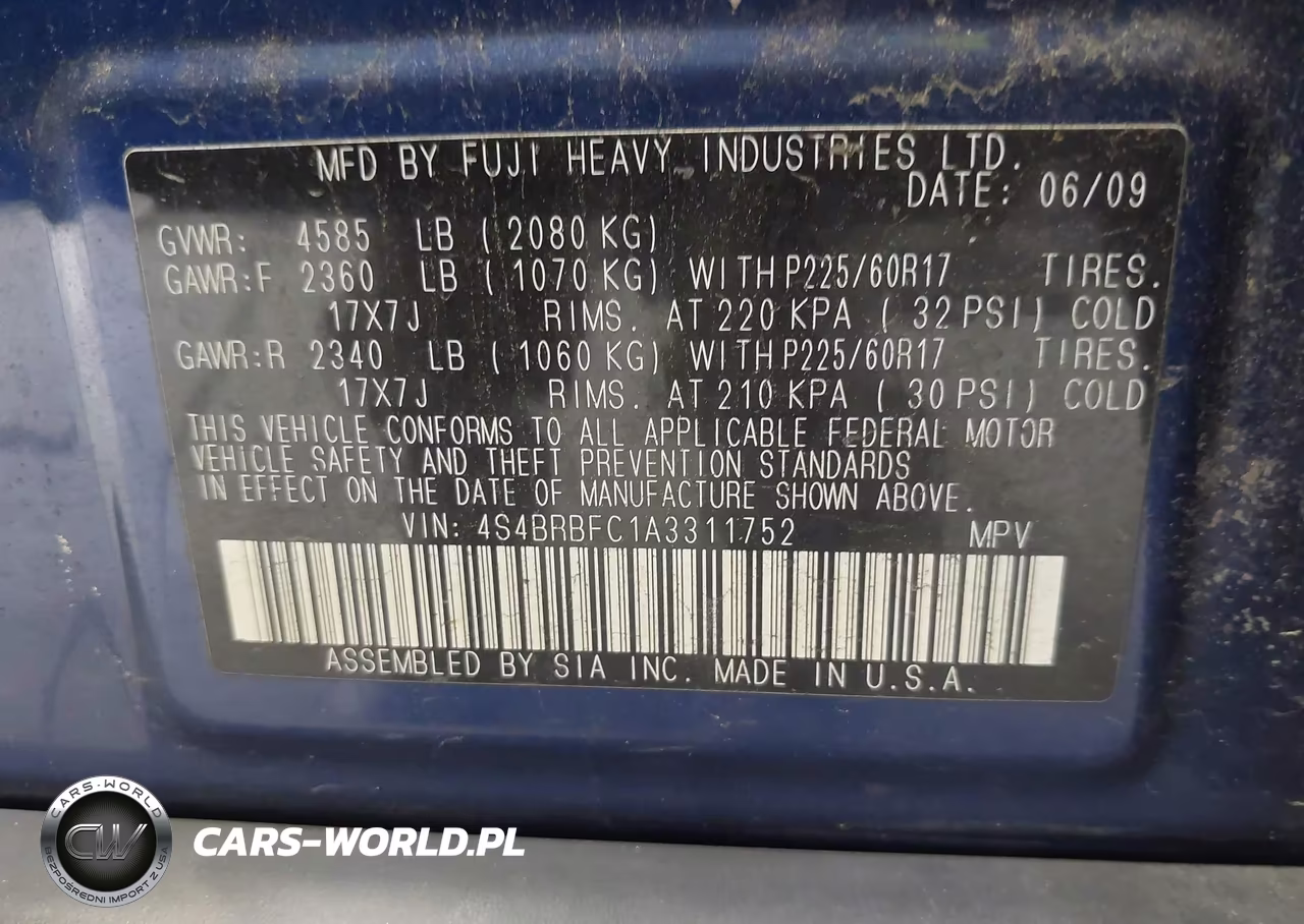 2010 Subaru Outback 2.5I Premium VIN:4S4BRBFC1A3311752 - 9