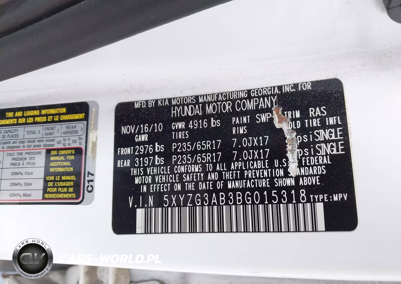 2011 Hyundai Santa Fe Gls VIN:5XYZG3AB3BG015318 - 9