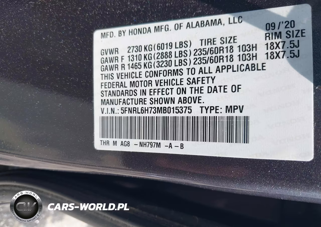 2021 Honda Odyssey Ex-L VIN:5FNRL6H73MB015375 - 9