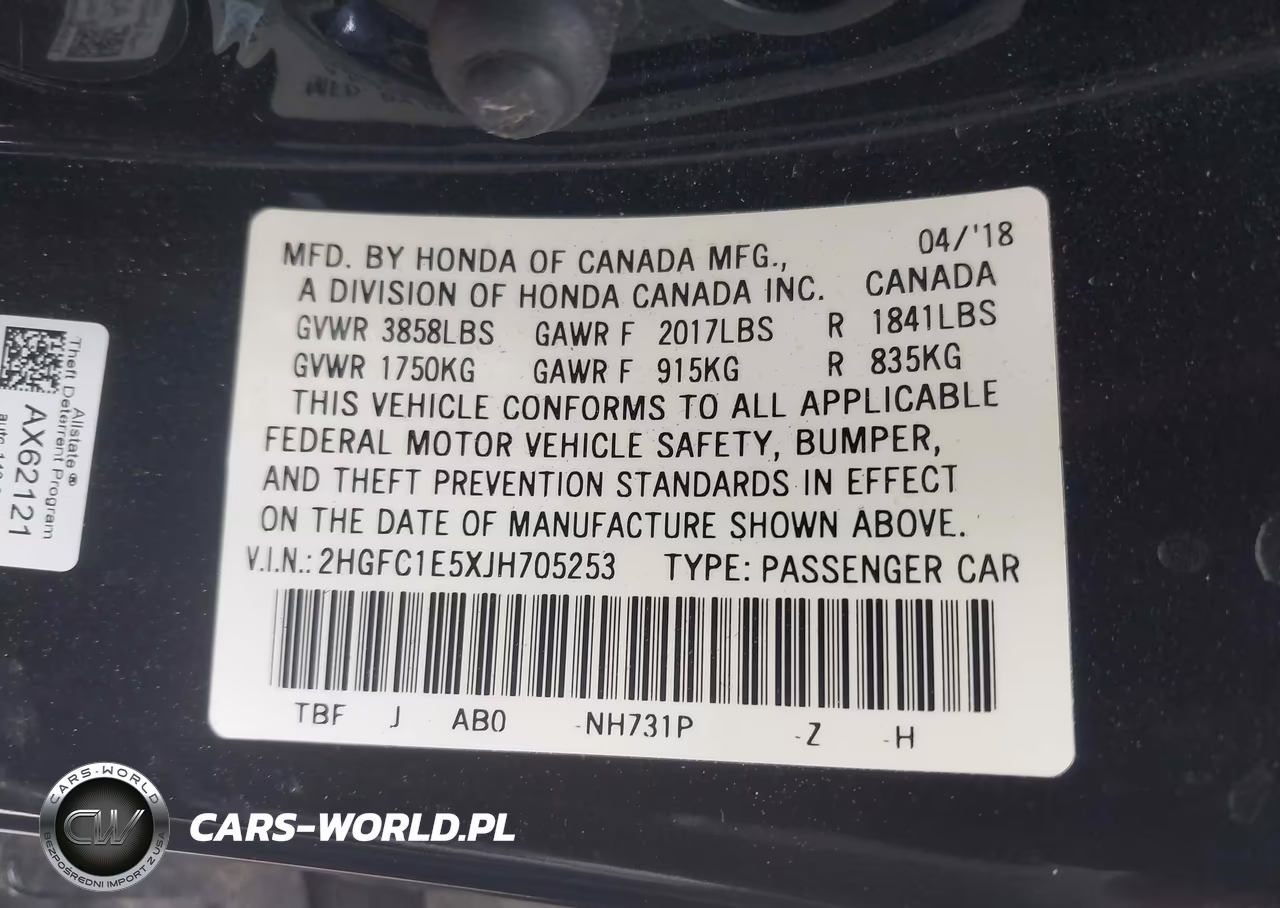 2018 Honda Civic Si VIN:2HGFC1E5XJH705253 - 9