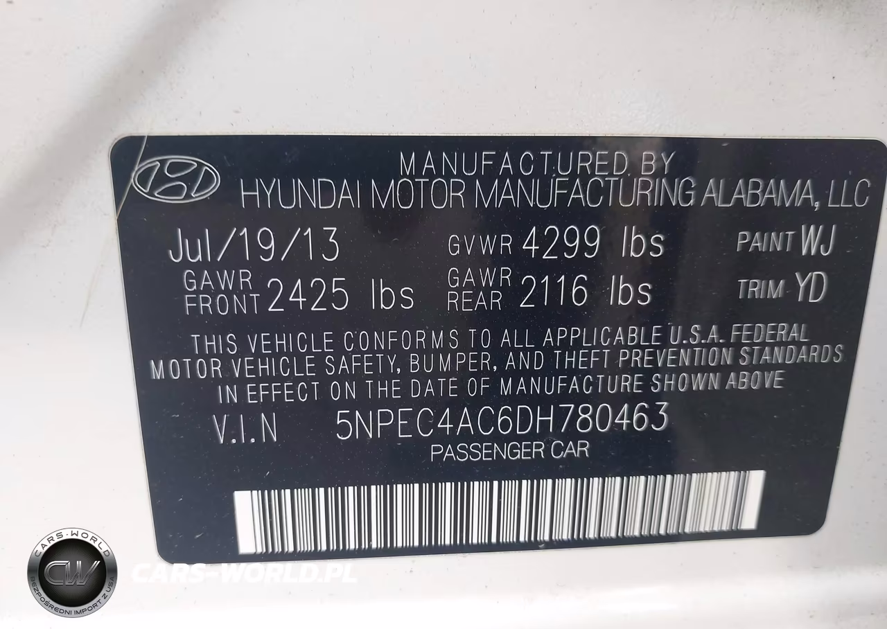 2013 Hyundai Sonata Limited VIN:5NPEC4AC6DH780463 - 9