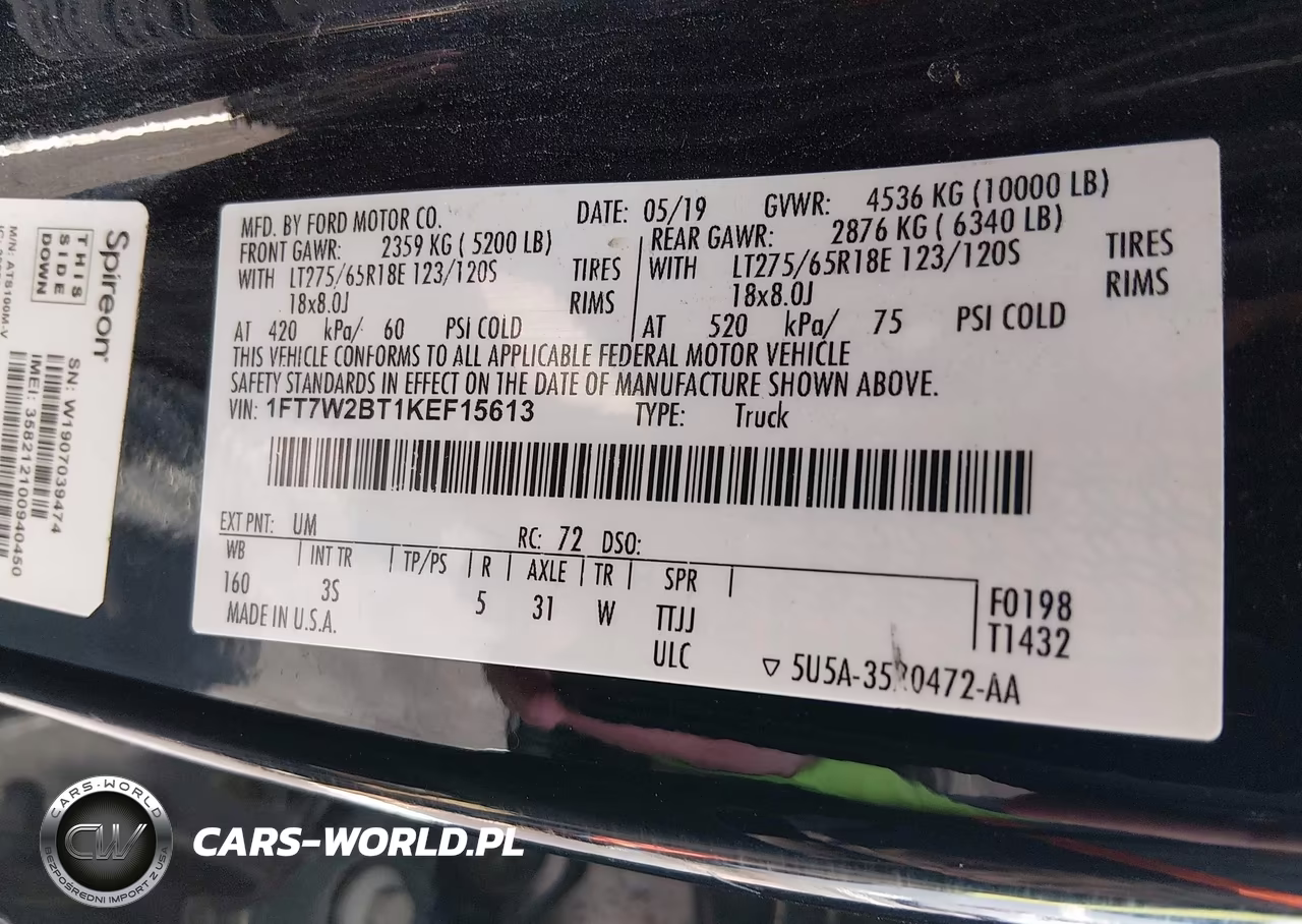 2019 Ford F-250 Xlt VIN:1FT7W2BT1KEF15613 - 9