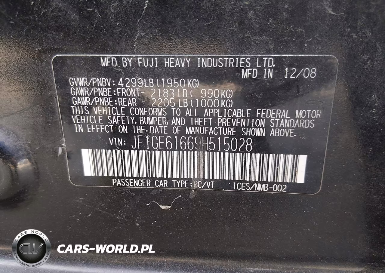 2009 Subaru Impreza 2.5I VIN:JF1GE61669H515028 - 9