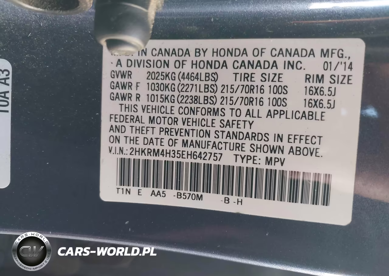 2014 Honda Cr-V Lx VIN:2HKRM4H35EH642757 - 9