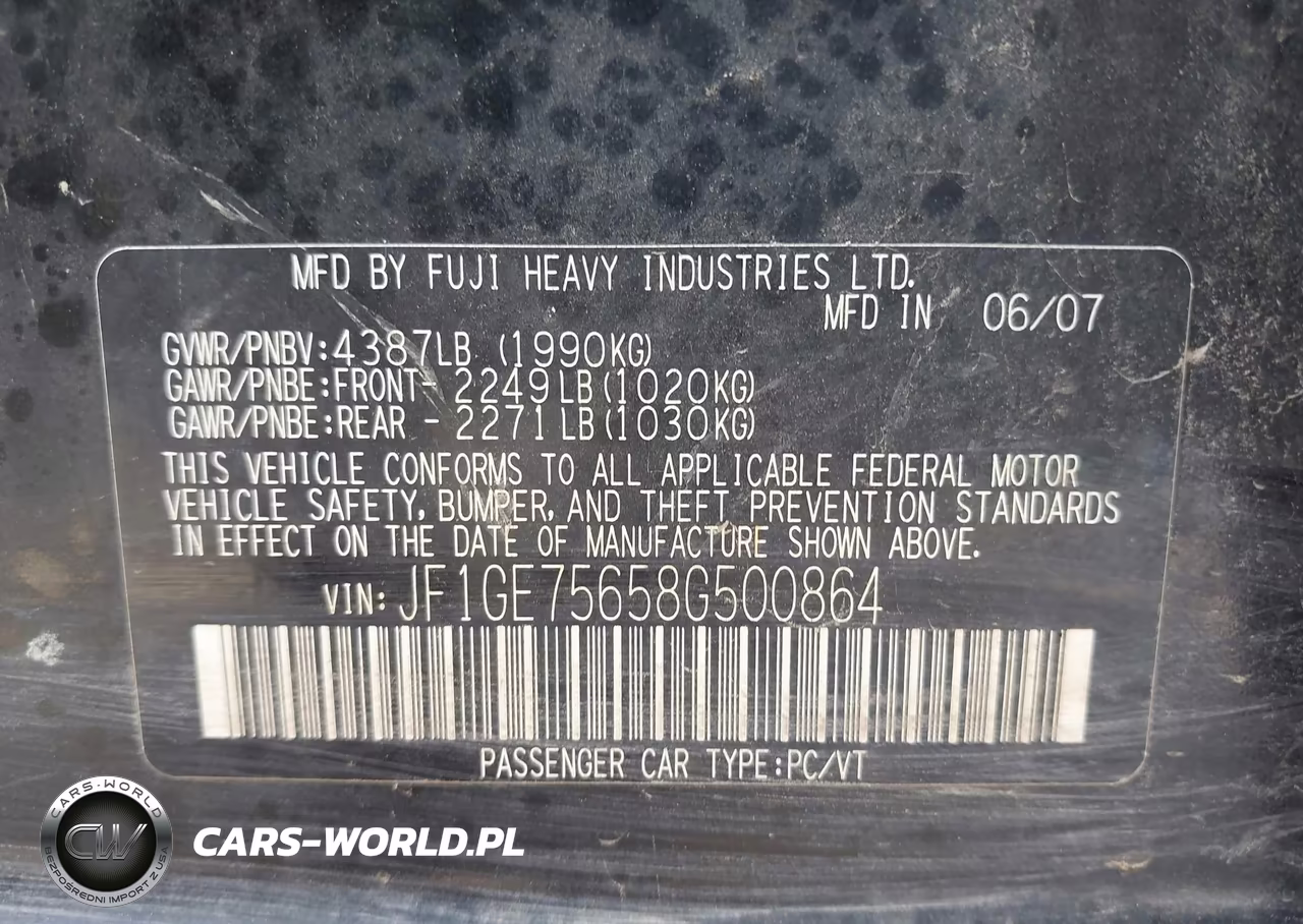 2008 Subaru Impreza Wrx VIN:JF1GE75658G500864 - 9