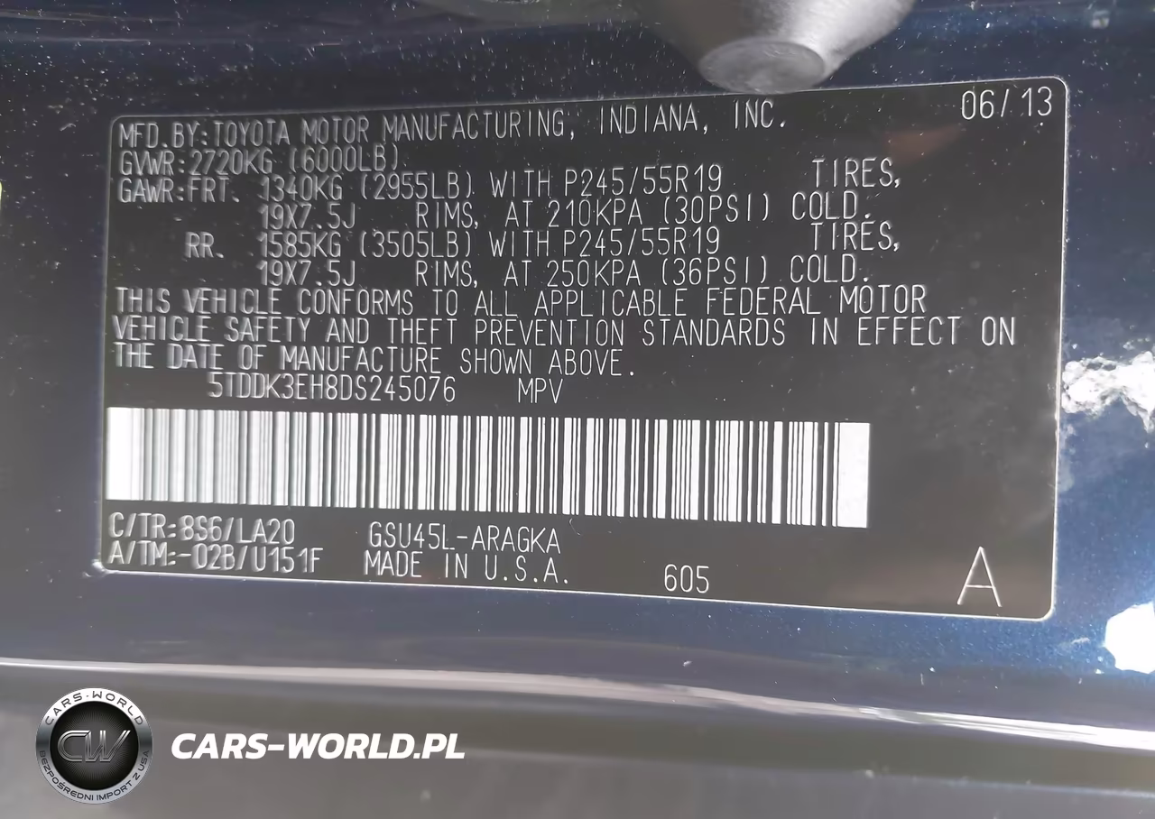 2013 Toyota Highlander Limited V6 VIN:5TDDK3EH8DS245076 - 9