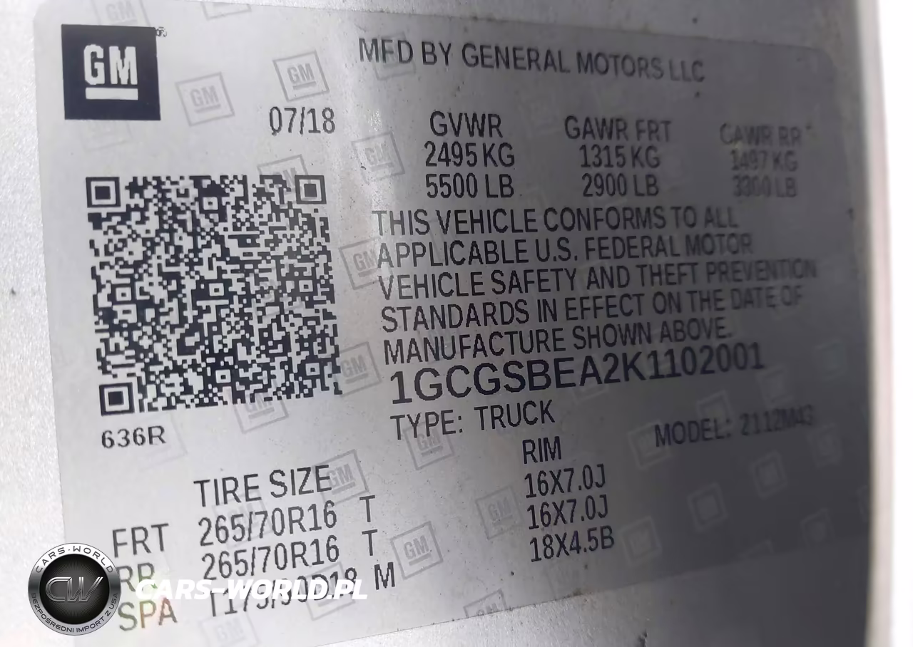 2019 Chevrolet Colorado Wt VIN:1GCGSBEA2K1102001 - 9