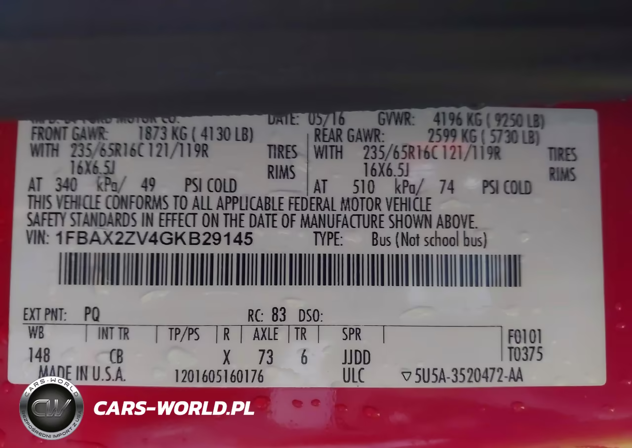 2016 Ford Transit-350 Xl VIN:1FBAX2ZV4GKB29145 - 9