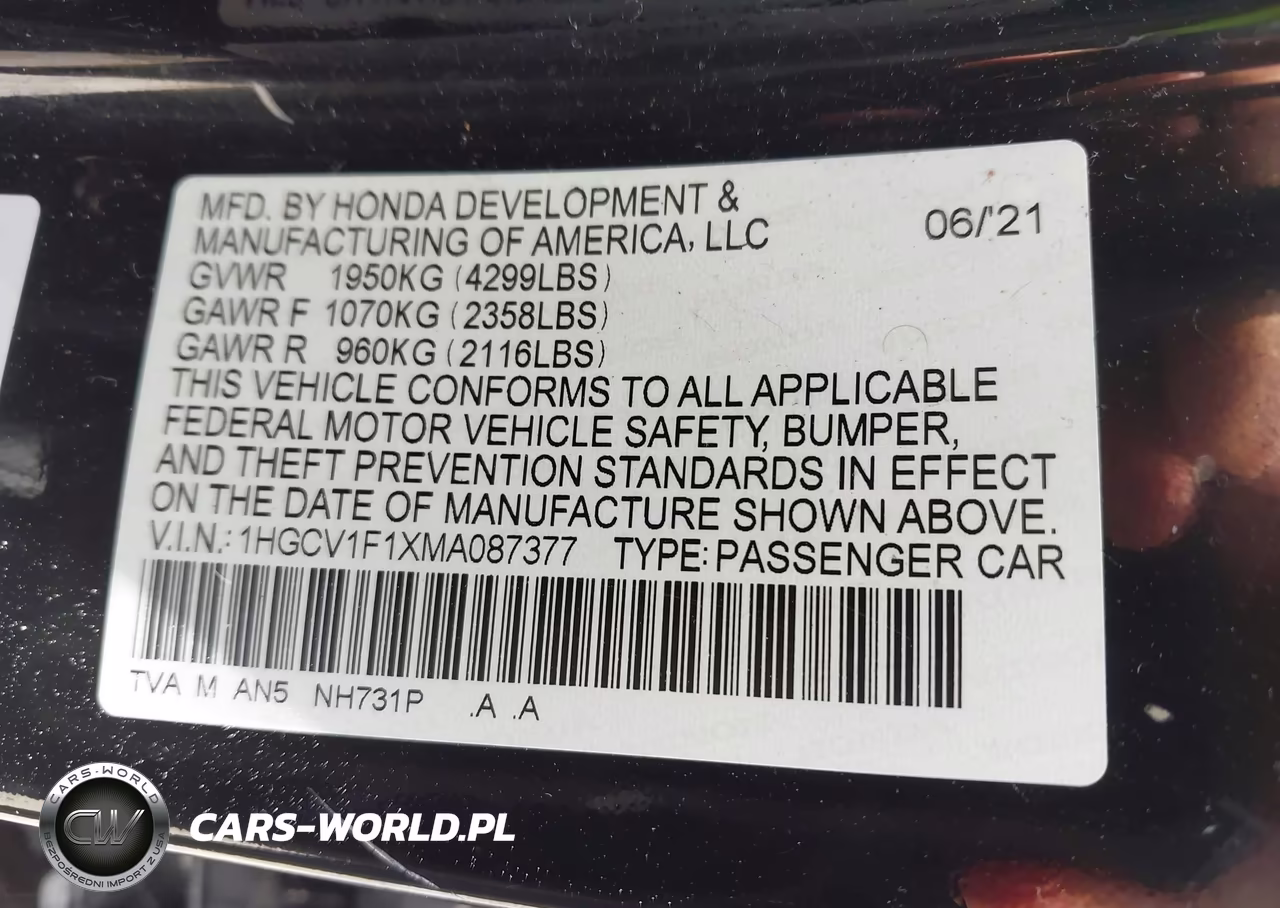 2021 Honda Accord Lx VIN:1HGCV1F1XMA087377 - 9
