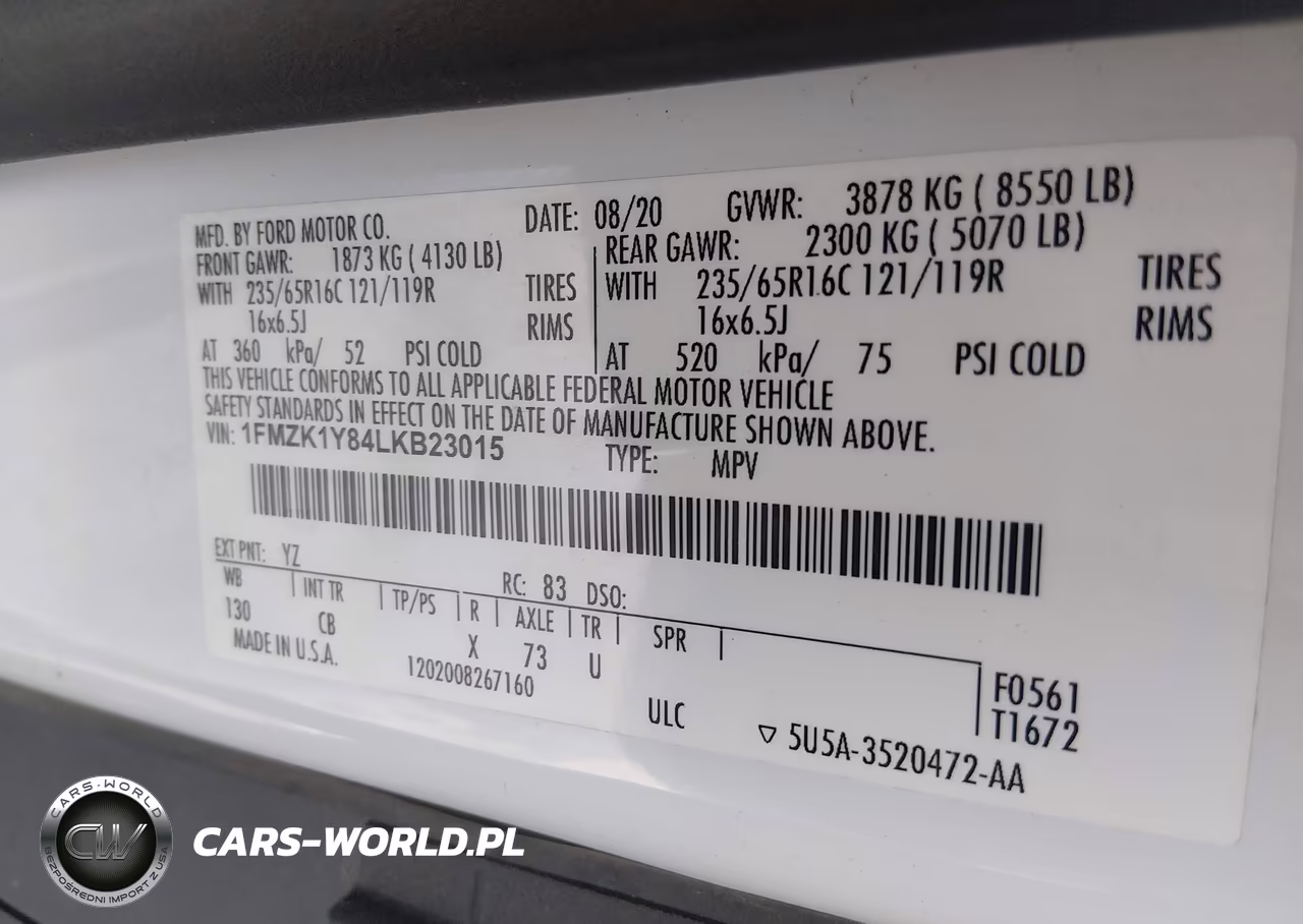 2020 Ford Transit-150 Passenger Van Xl VIN:1FMZK1Y84LKB23015 - 9