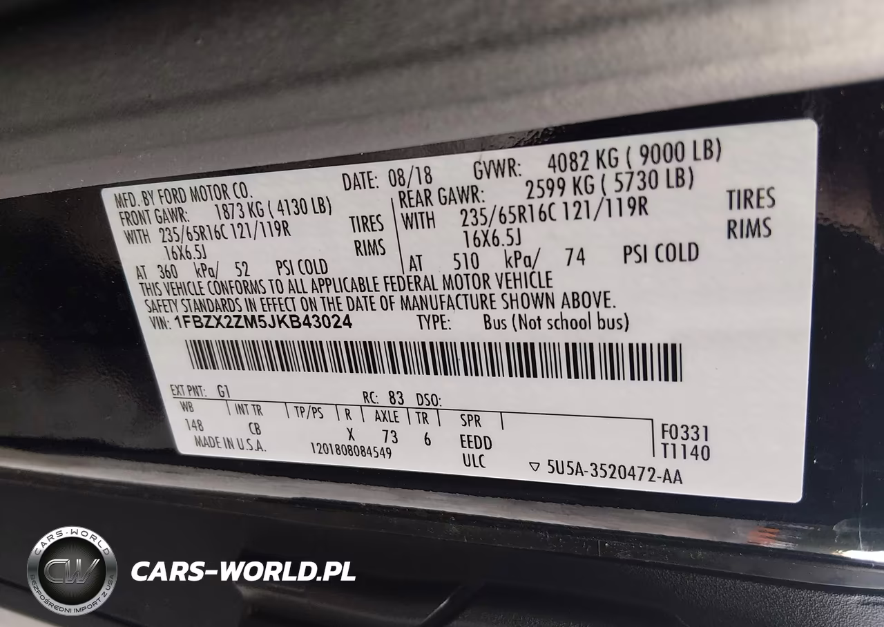 2018 Ford Transit-350 Xl VIN:1FBZX2ZM5JKB43024 - 9