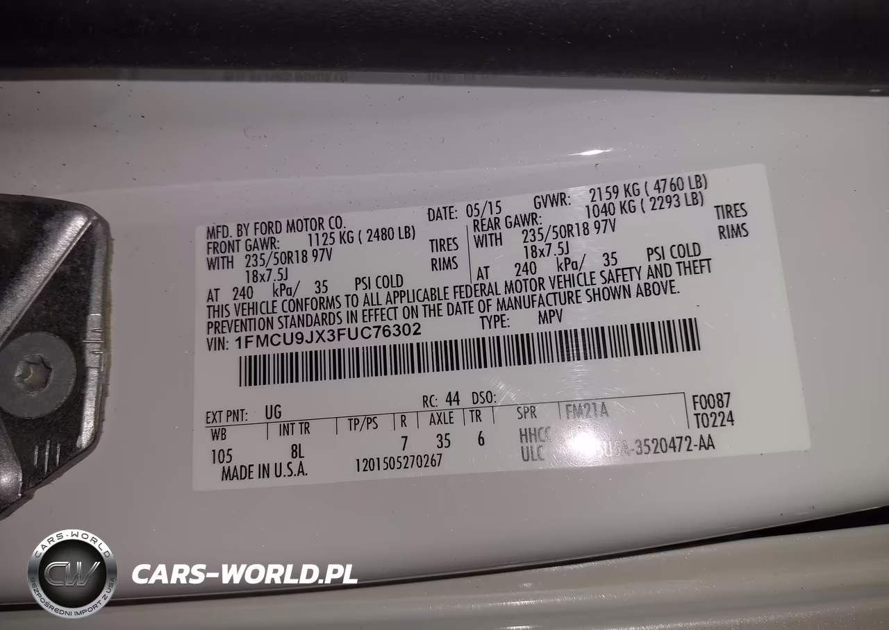 2015 Ford Escape Titanium VIN:1FMCU9JX3FUC76302 - 9