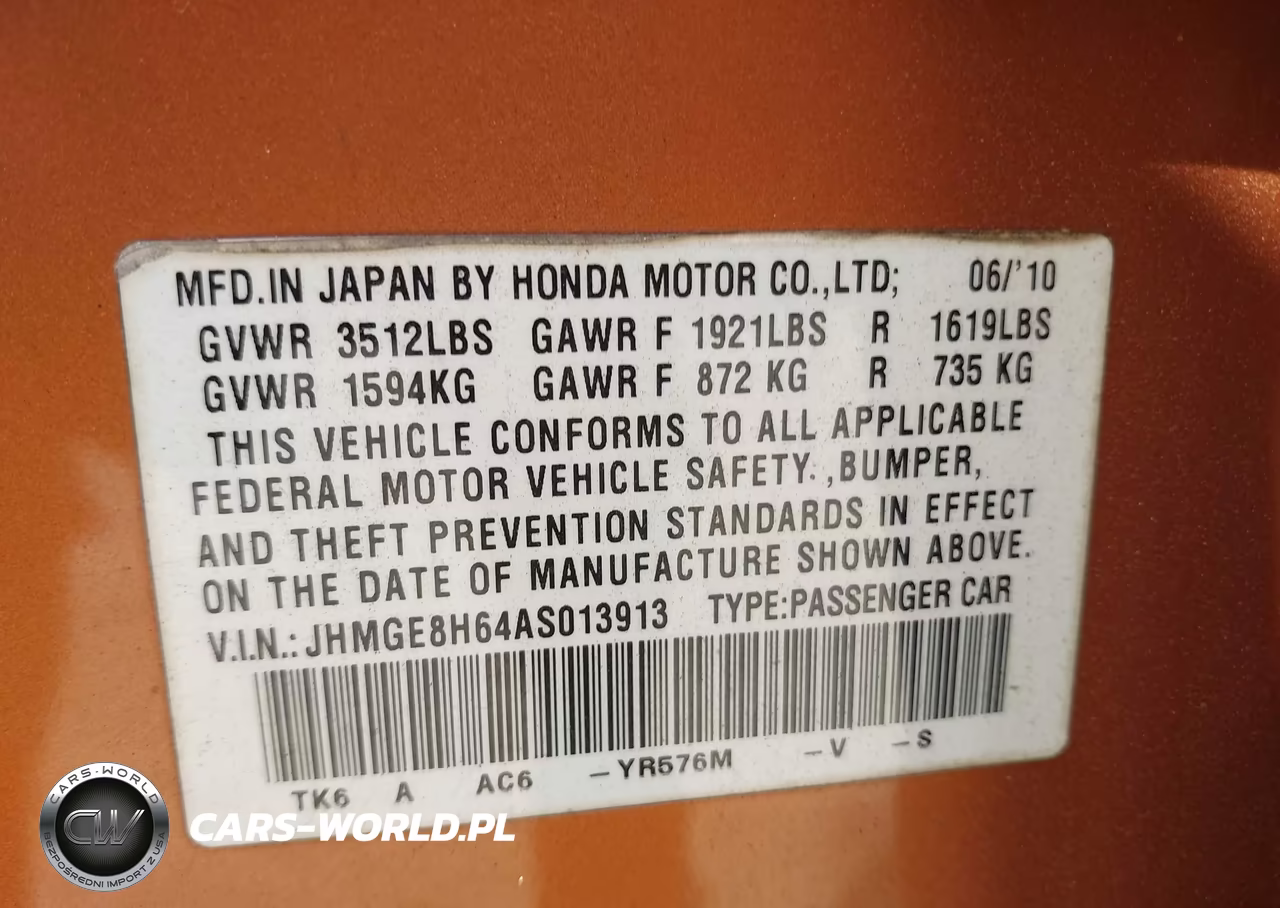 2010 Honda Fit Sport VIN:JHMGE8H64AS013913 - 9