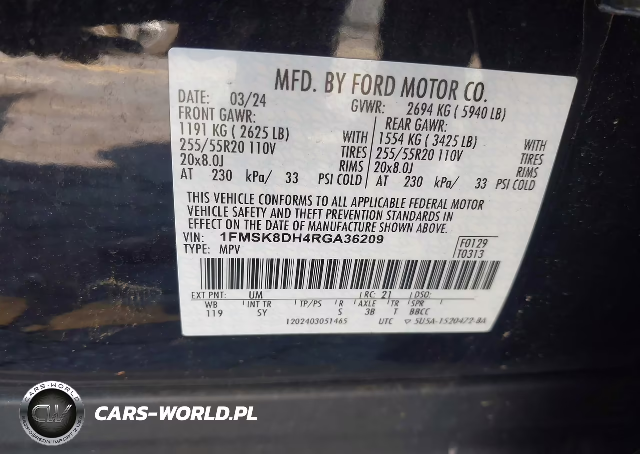2024 Ford Explorer Xlt VIN:1FMSK8DH4RGA36209 - 9