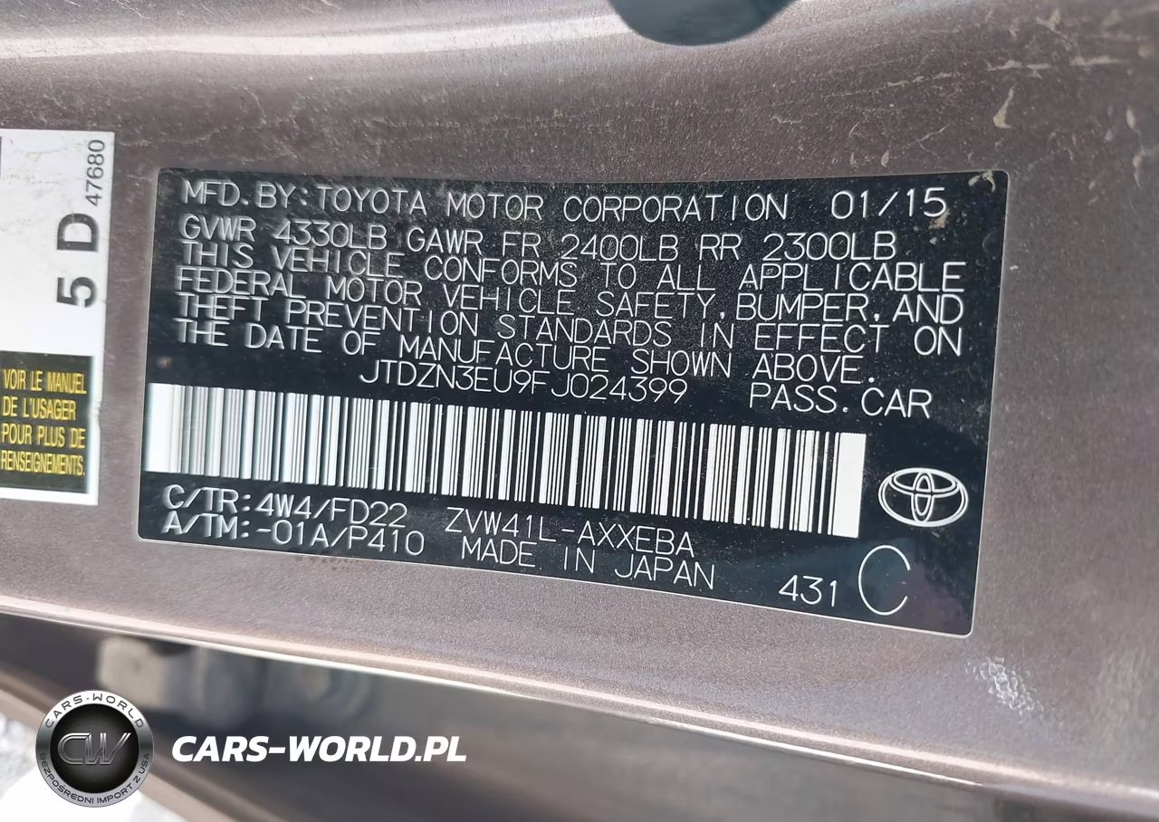 2015 Toyota Prius V Two VIN:JTDZN3EU9FJ024399 - 9