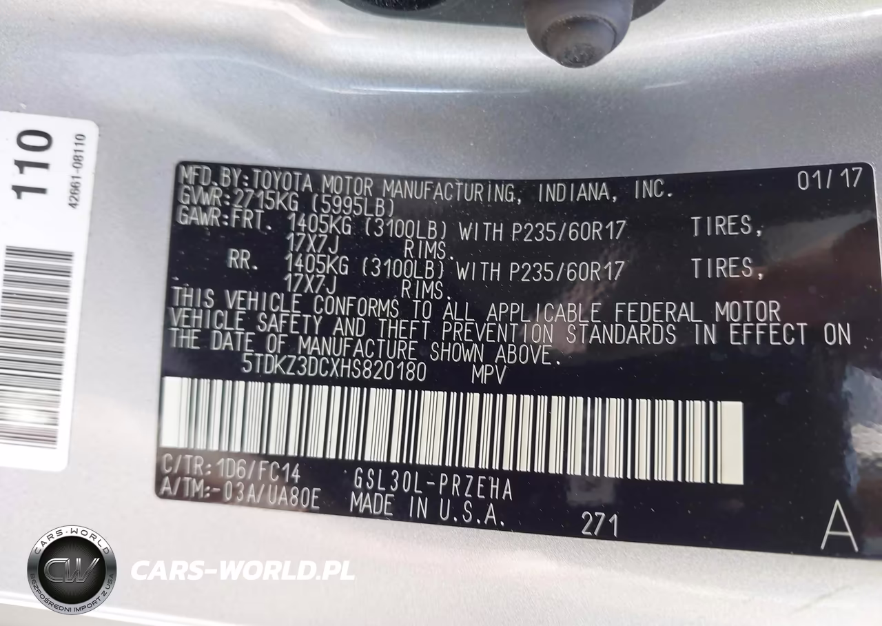 2017 Toyota Sienna Le 8 Passenger VIN:5TDKZ3DCXHS820180 - 9