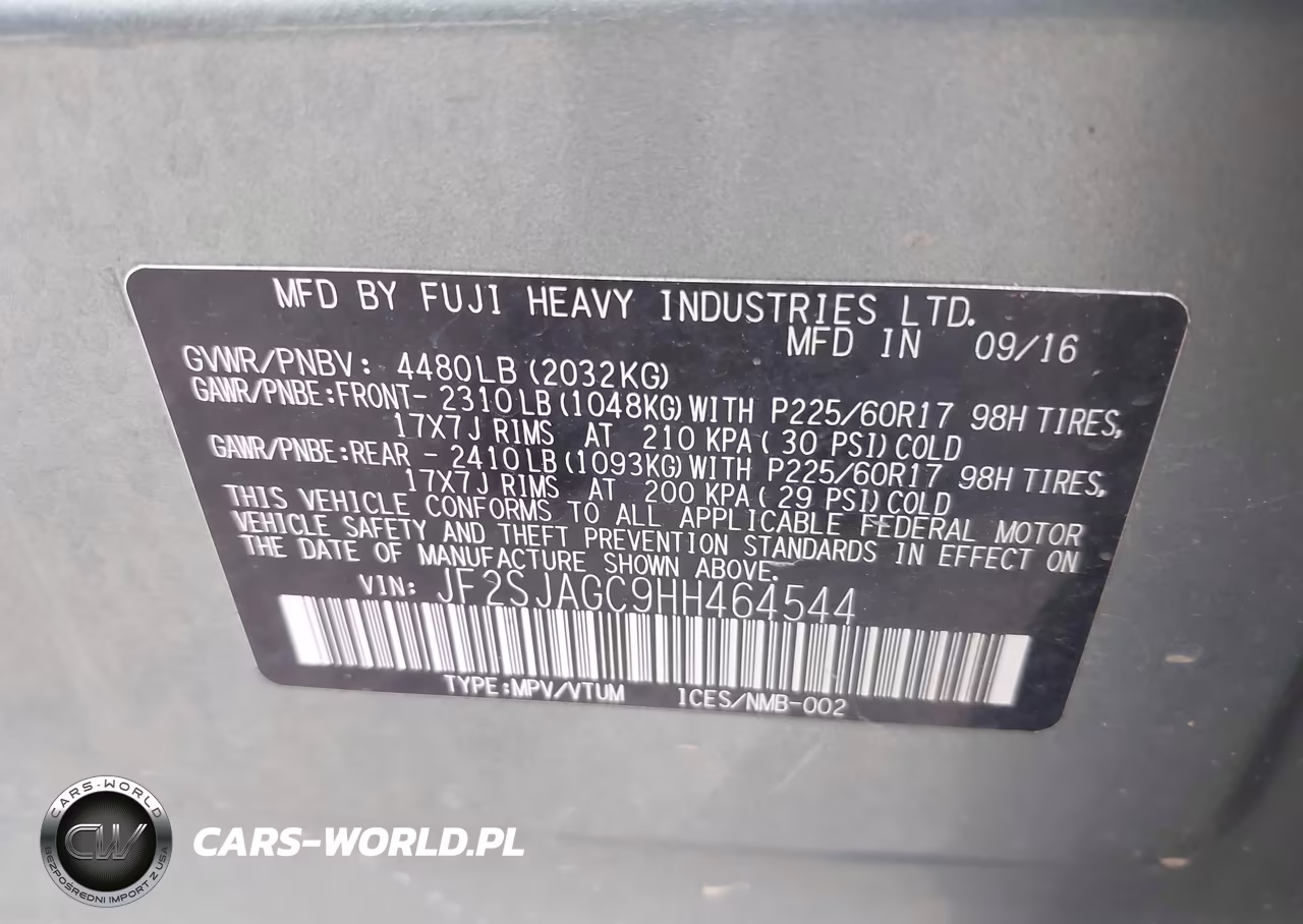 2017 Subaru Forester 2.5I Premium VIN:JF2SJAGC9HH464544 - 9