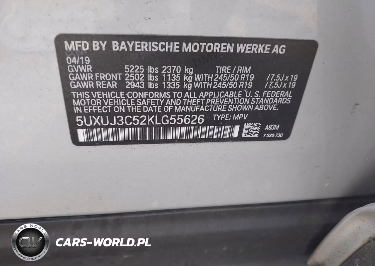 2019 BMW X4 xDrive30I VIN:5UXUJ3C52KLG55626 - 9
