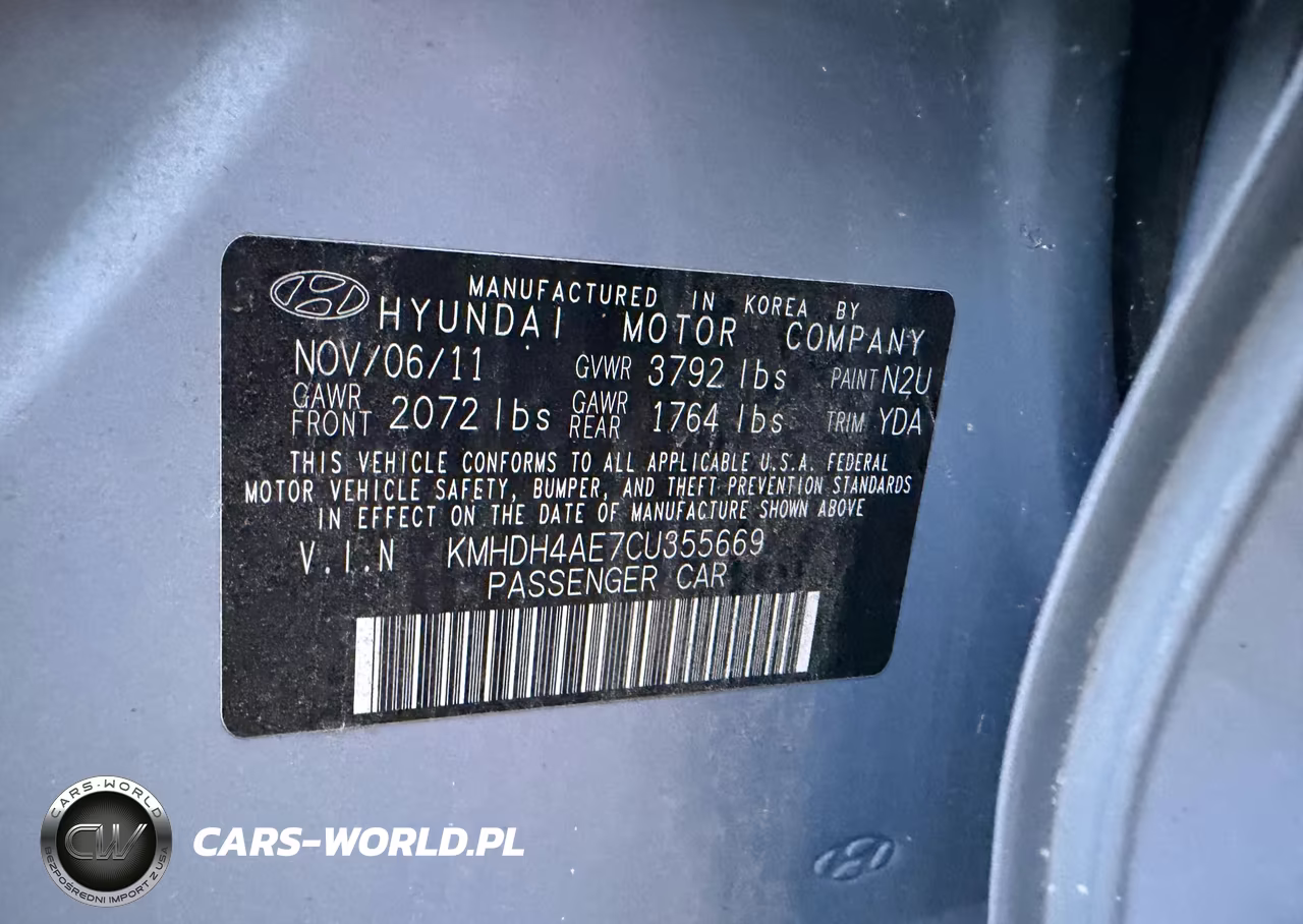 2012 Hyundai Elantra Limited (Ulsan Plant) VIN:KMHDH4AE7CU355669 - 9
