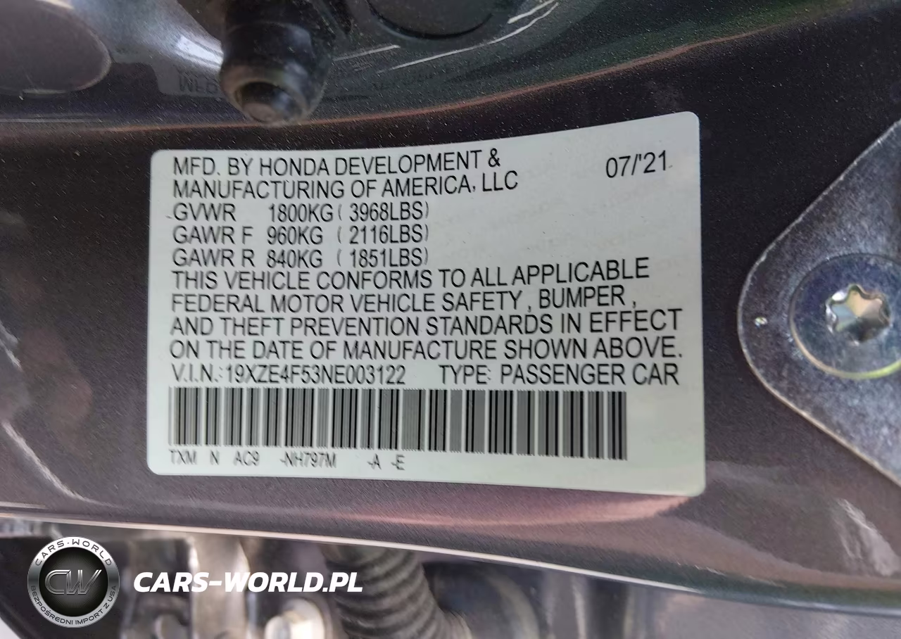 2022 Honda Insight Ex VIN:19XZE4F53NE003122 - 9