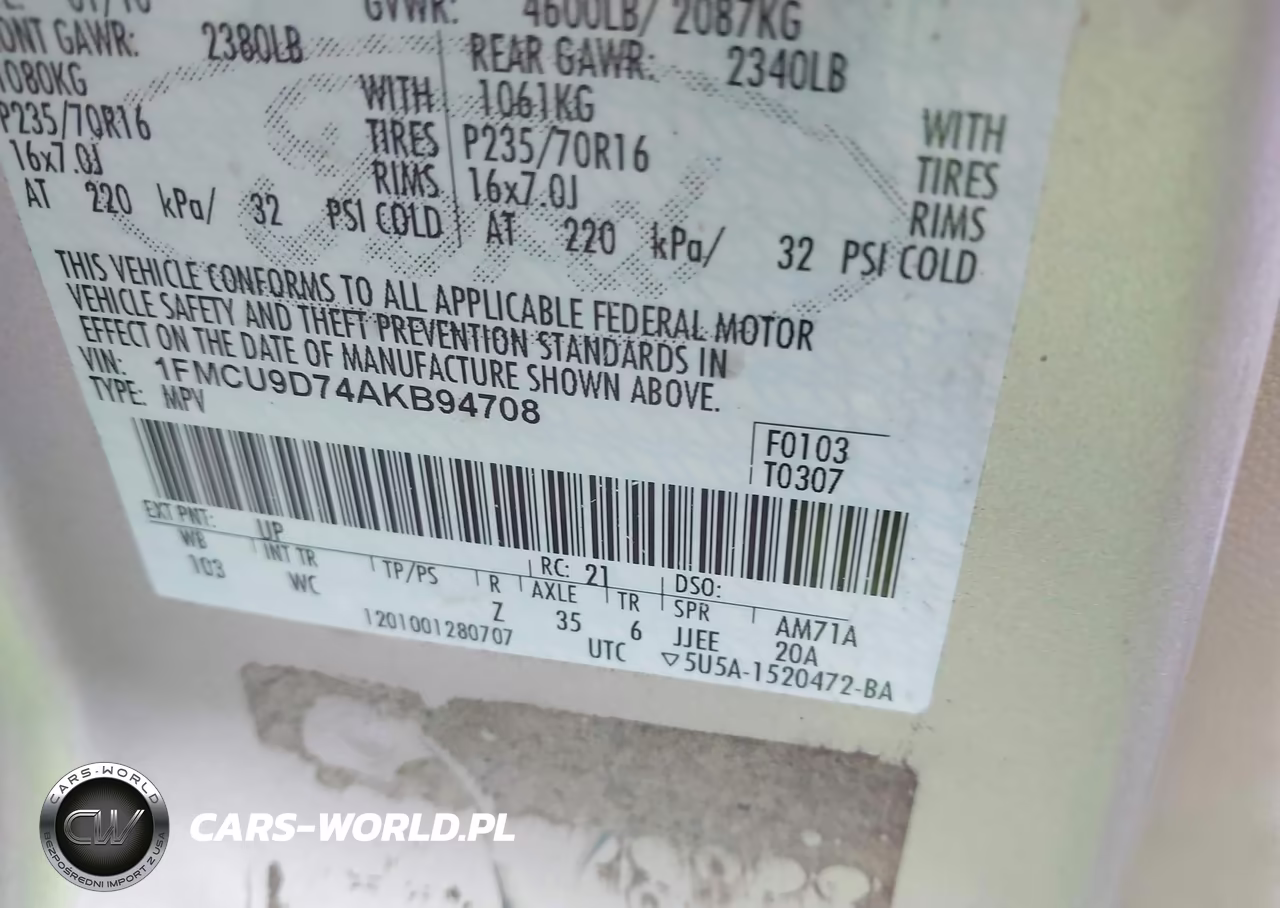 2010 Ford Escape Xlt VIN:1FMCU9D74AKB94708 - 9