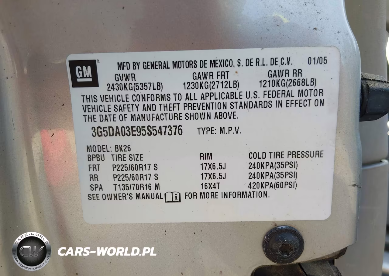 2005 Buick Rendezvous Cx VIN:3G5DA03E95S547376 - 9