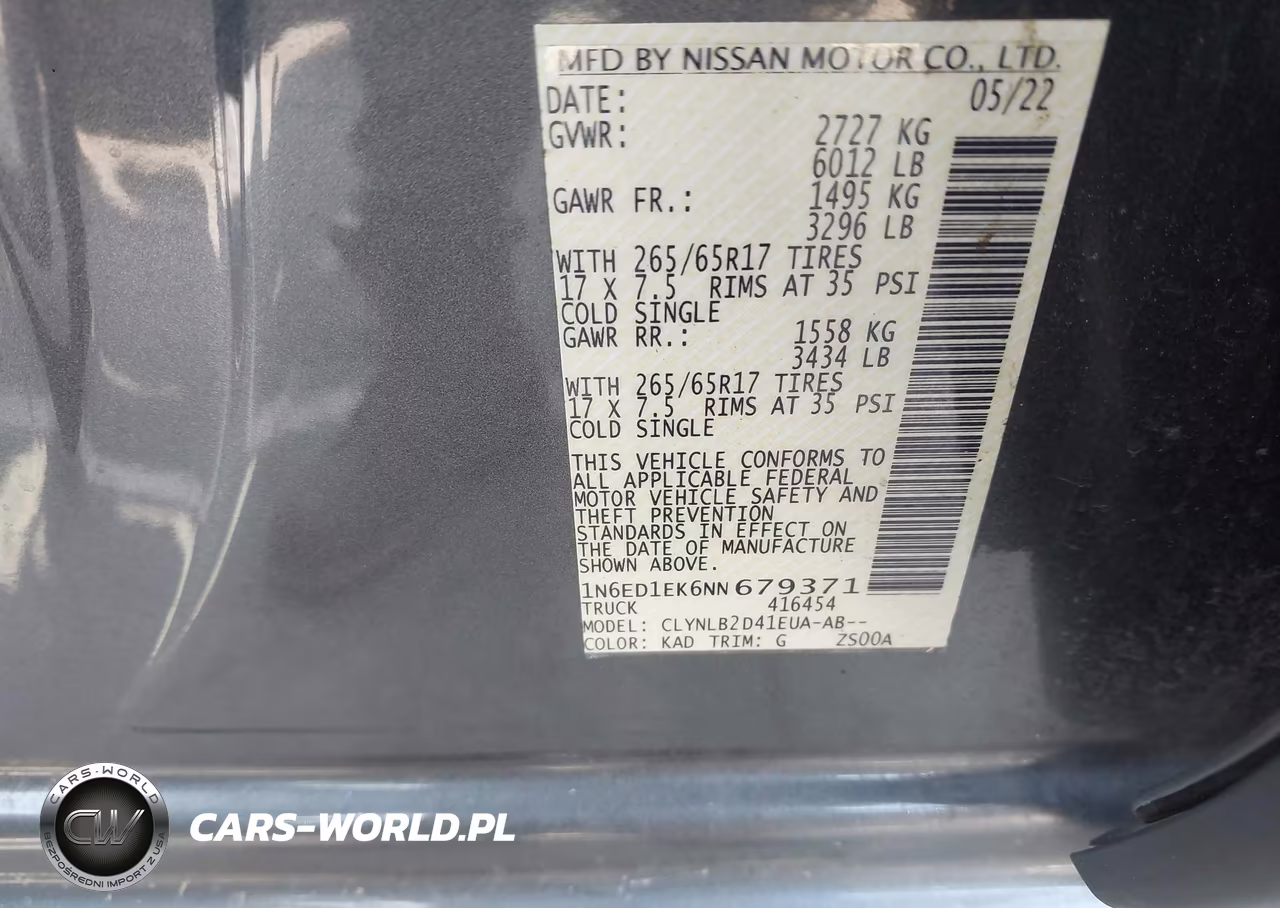 2022 Nissan Frontier Sv 4X4 VIN:1N6ED1EK6NN679371 - 9