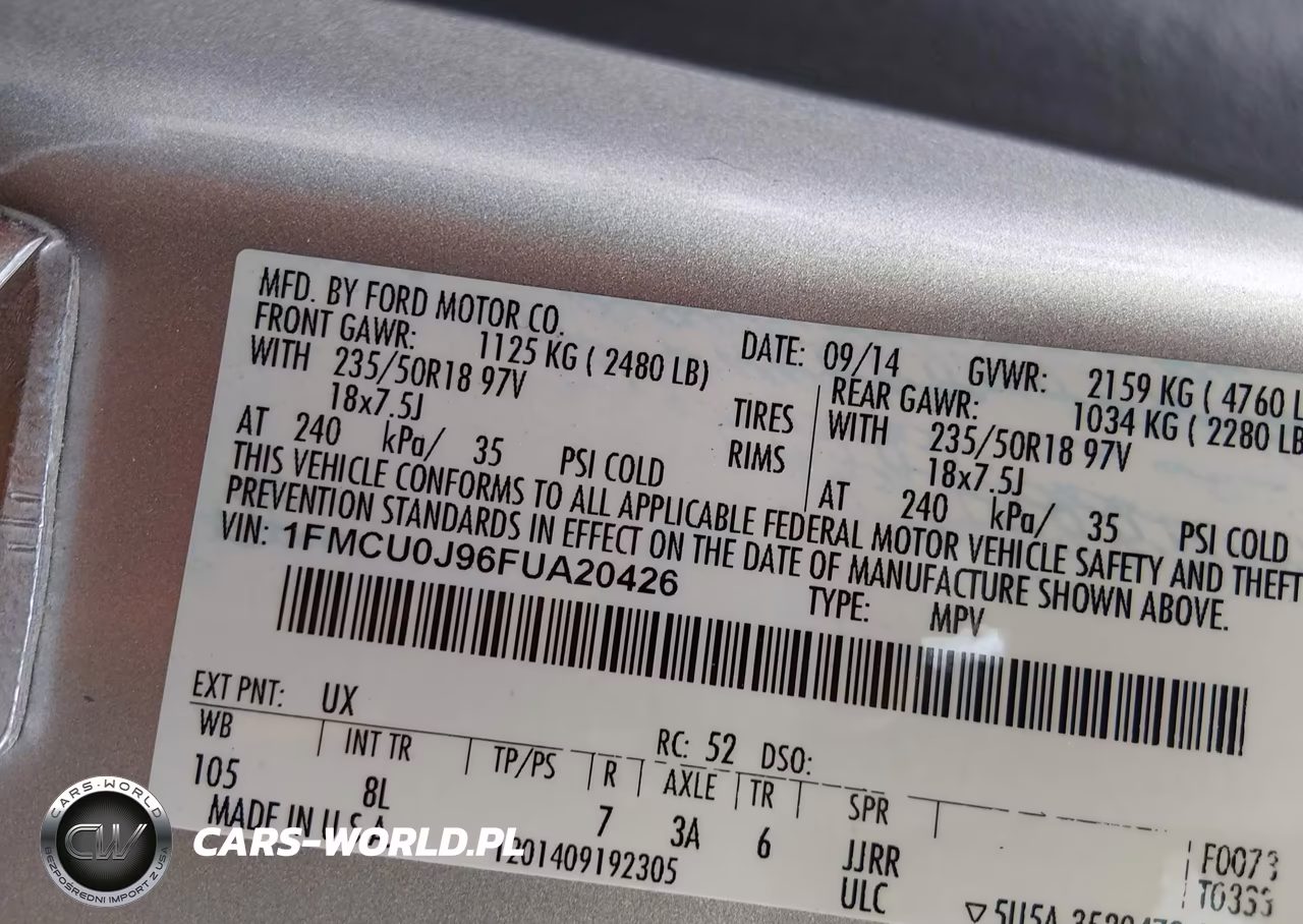 2015 Ford Escape Titanium VIN:1FMCU0J96FUA20426 - 9